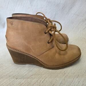 Sperry Top-Sider Stella Lace Up Edge Brown Leather Ankle Boots size 7M